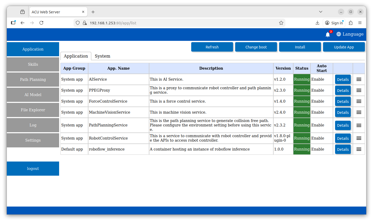 Applications Page