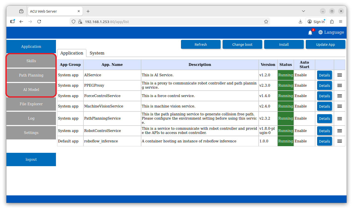 Module Configuration Menu